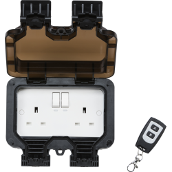 Weatherproof Remote Controlled IP66 13A 2G Outdoor Socket 2