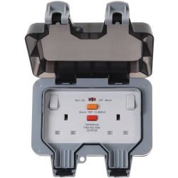 Weatherproof RCD Protected 2 Gang 13A Socket